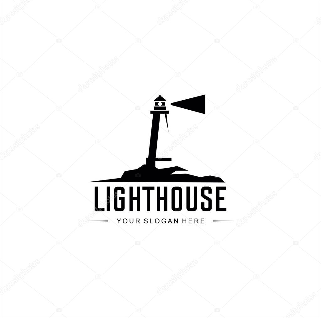 Vintage lighthouse logo Design silhouette . harbour logo silhouette Retro Hipster Vector Illustration