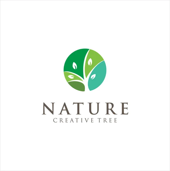 Circle Organic Leaf Logo Designs Inspiration Circle Leave Nature Logo — Stock Vector