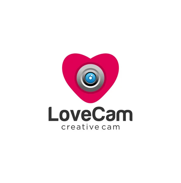 Love Cam Logo Diseño Ilustración Love Heart Camera Logo Vector — Archivo Imágenes Vectoriales