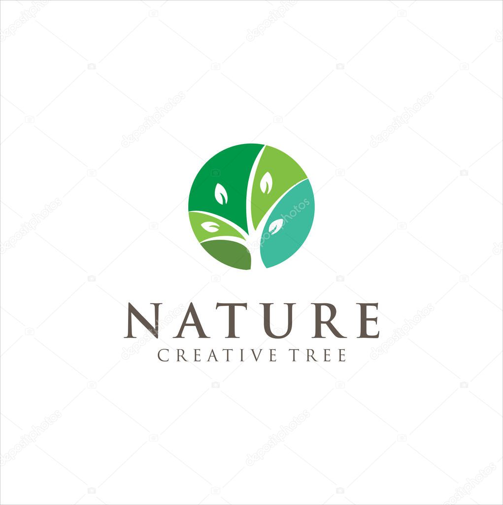 Circle Organic Leaf Logo Designs Inspiration . Circle Leave Nature Logo Design Template