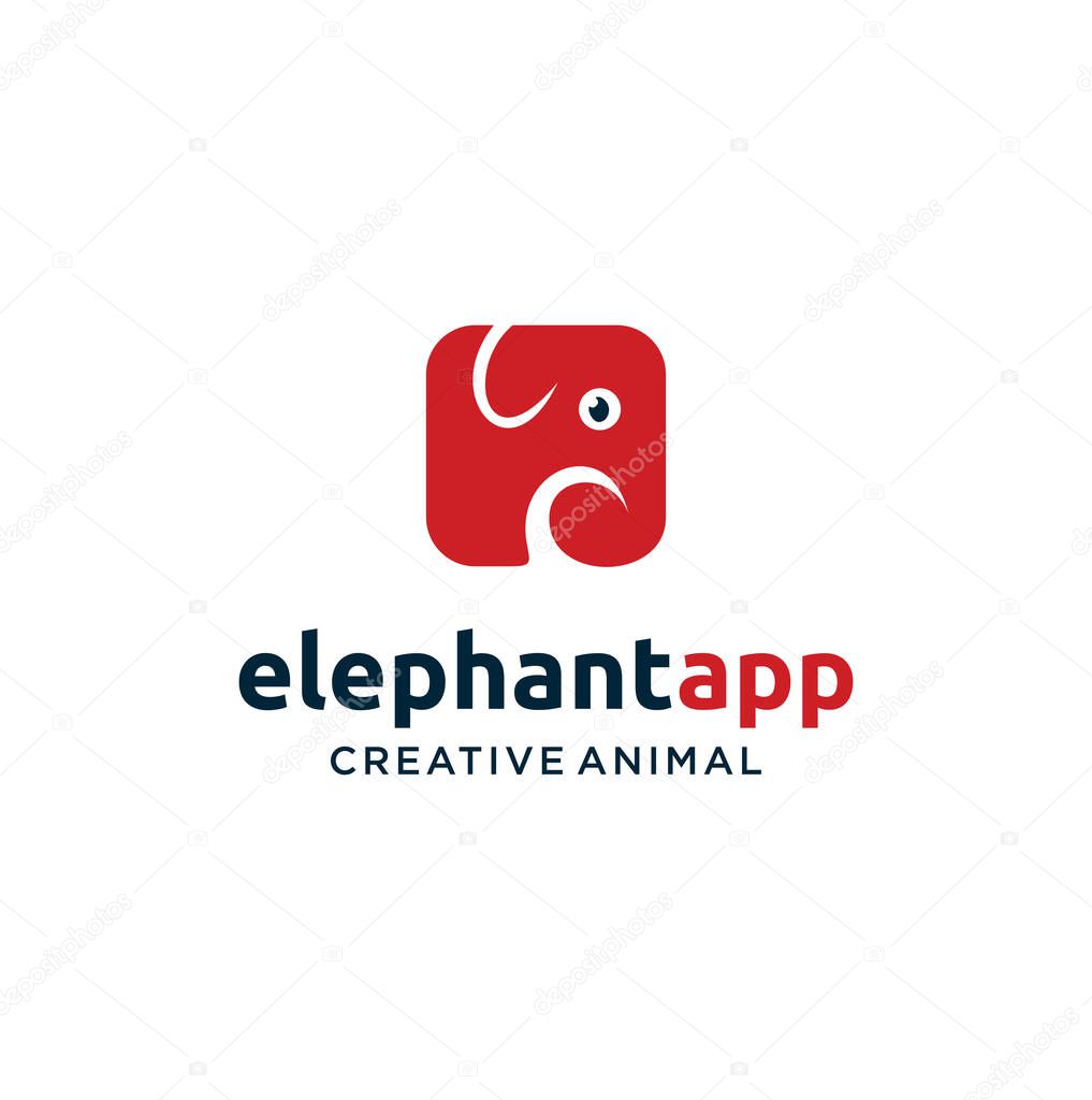 Square elephant logo Mobile applications Design . Elephant Logo Icon Design . Zoo And Nature Reserve Icon .