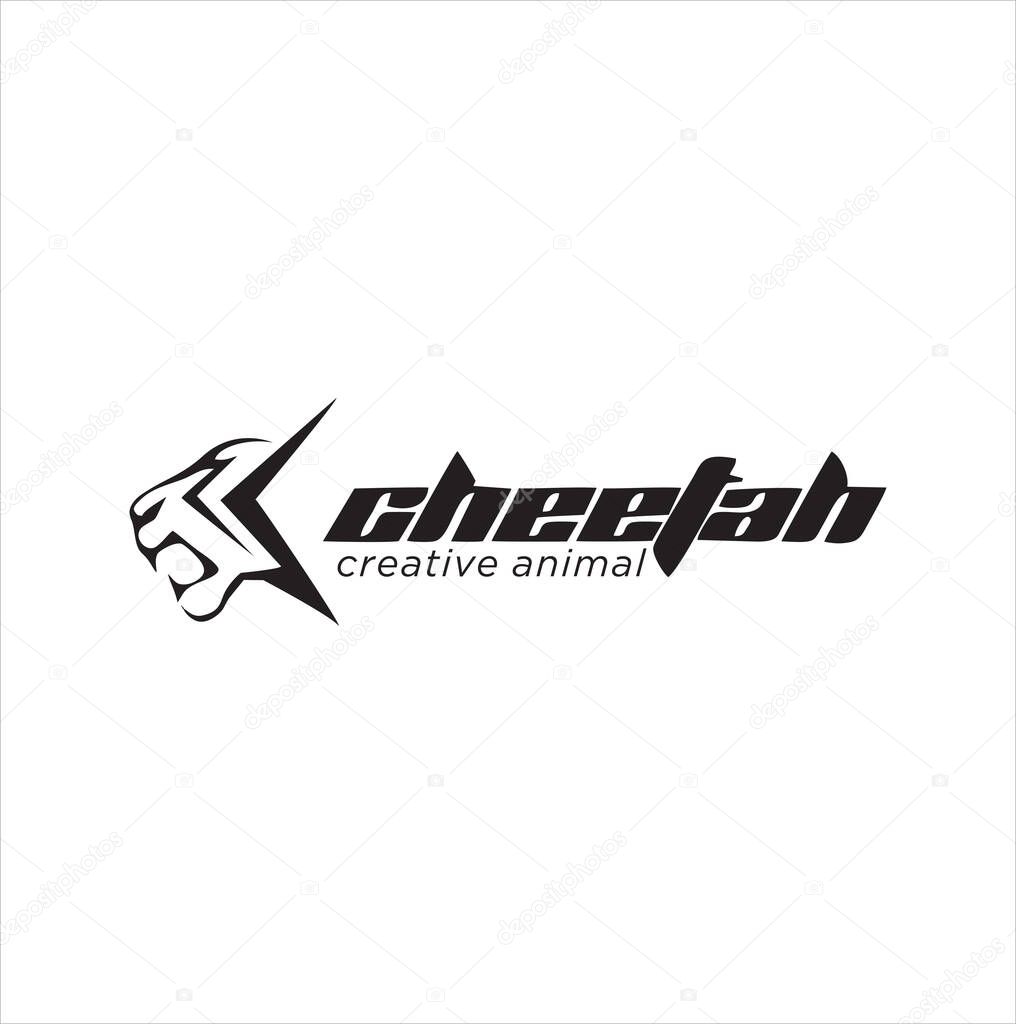 Simple Abstract Cheetah Logo Design Silhouette Stock . Cheetah head Logo Vector Illustration