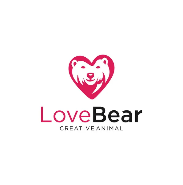 Love Bear Logo Design Vector Stock . Bear Grizzly Logo Love