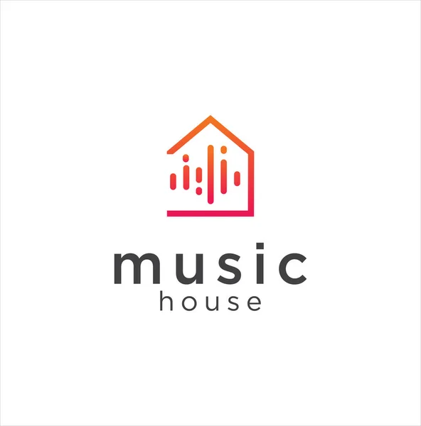 Music House Logo Design Vector Stock Equaliser Home Logo Design — Image vectorielle