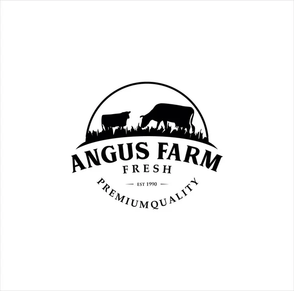 Μαύρο Angus Λογότυπο Vintage Retro Hipster Πρότυπο Σχεδιασμού Σχεδιασμός Λογότυπου — Διανυσματικό Αρχείο