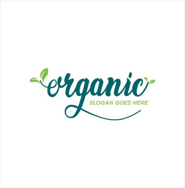 Sağlıklı gıda logosu. Kaliteli kalite, vegan, yeşil yaşam, organik ürünler. Kaligrafi, Typography logo tasarımı ilham