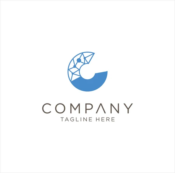 Carta Logo Line Design Template Ilustração Carta Tech Logo Design — Vetor de Stock