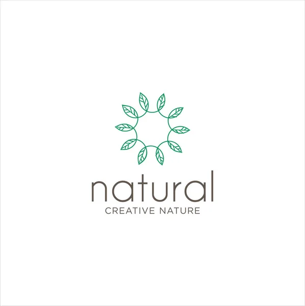 Circle Organic Leaf Logo Inspirációt Tervez Kör Természet Logó — Stock Vector