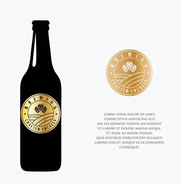 Cervejaria Etiqueta Casa Cerveja Com Logotipos Cerveja Artesanal Emblemas Para — Vetor de Stock