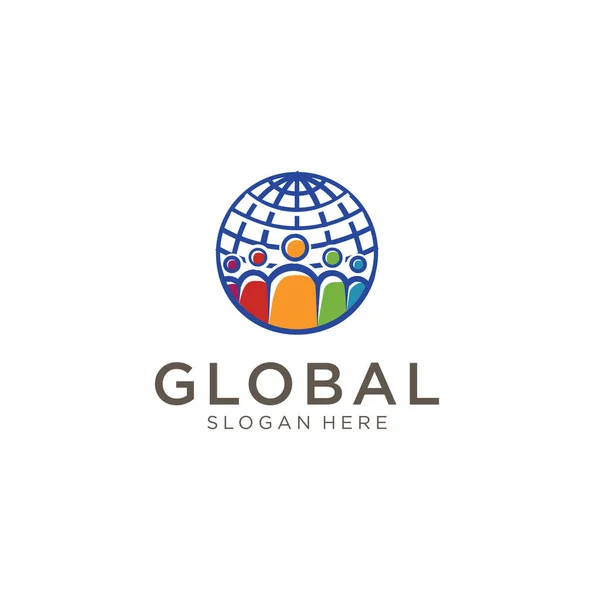 Global Group People Logo People Human World Earth Global Logo — Stock Vector