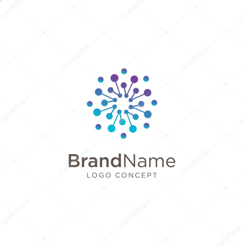 Circle Tech Logo .circle round flow shape modern icon for construction technology. Advanced analysis data base Logo symbol. Development of artificial intelligence sign