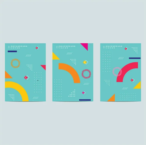 Memphis Style Poster Set Vorhanden Flaches Abstraktes Vektordesign Ideal Für — Stockvektor