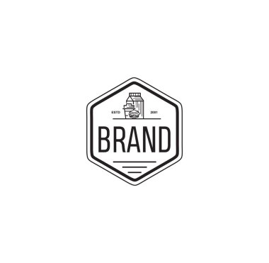 Klasik Burger sandviç logosu. Hipster Doğal Fast Food etiketi, imzala. Bistro ikonu. Sokak yemekleri amblemi