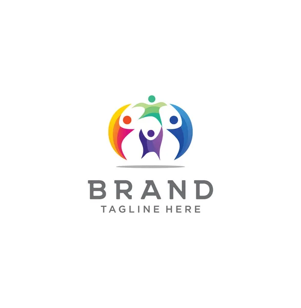 Logotipo Del Grupo Familiar Logo Comunidad Personas Group Logo Plantilla — Vector de stock