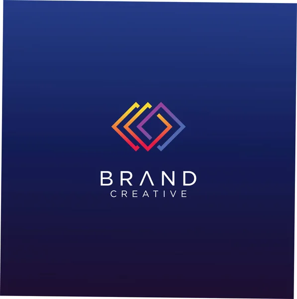 Logo Tecnología Cuadrada Diseño Línea Logotipo Cuadrado Colorido Abstracto Vector — Archivo Imágenes Vectoriales