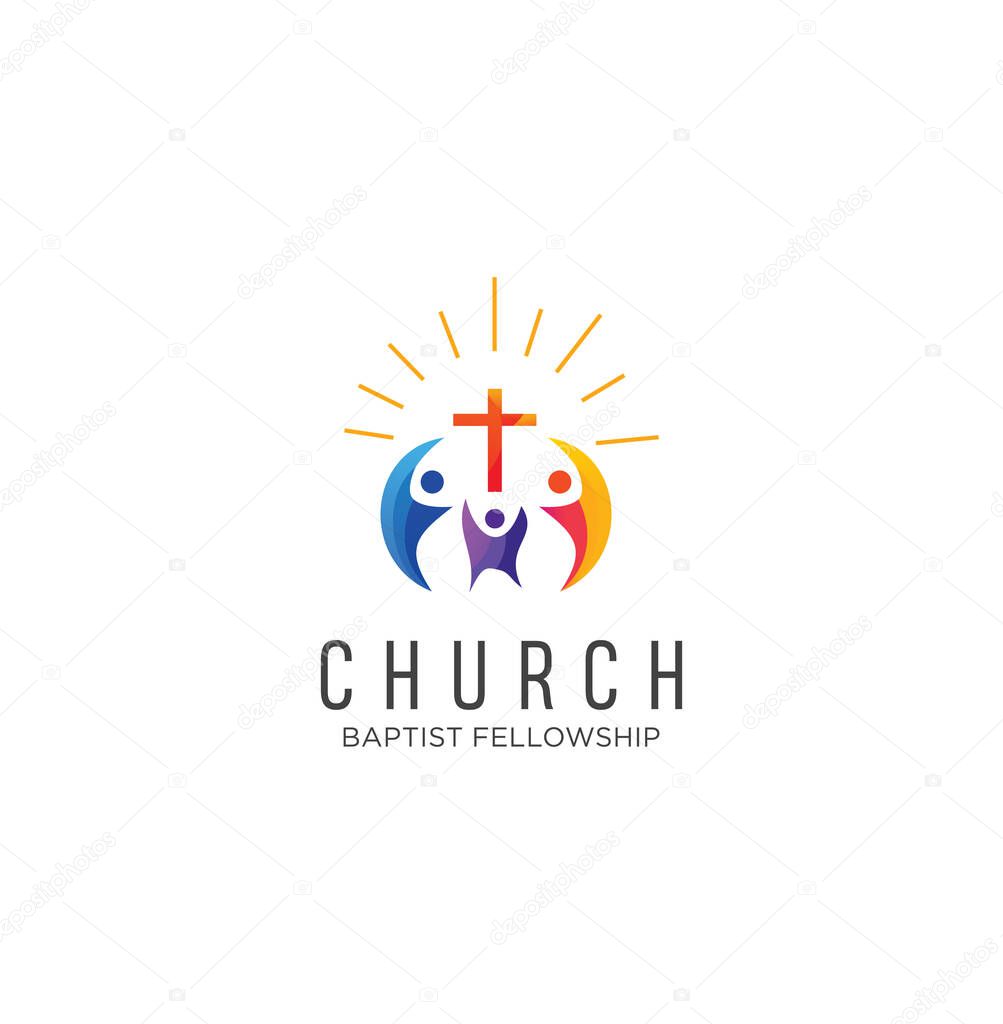 Community church logo design inspiration Vector . Family Church Logo Icon On White Background Stock Vector . Church Colorful Logo Vector