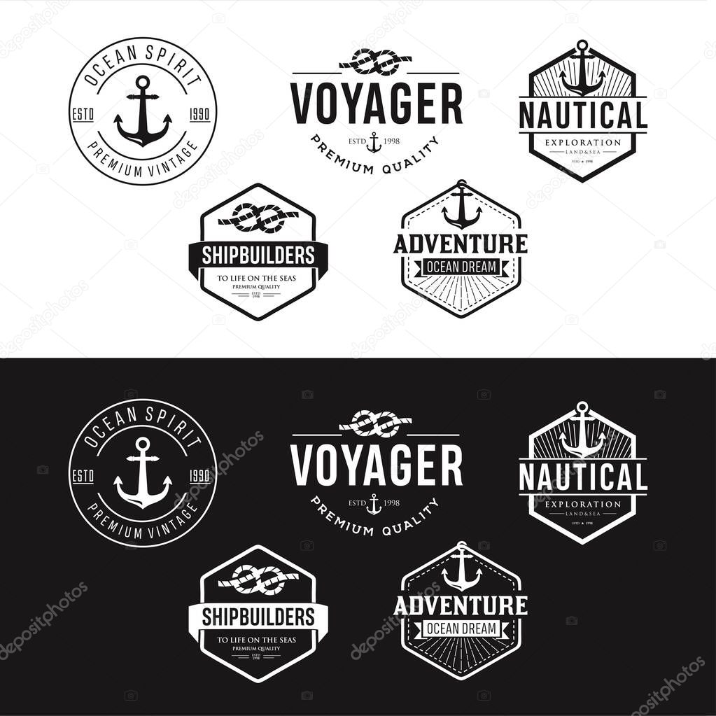 Set Of Nautical Logo Badges And Labels Royalty Free Cliparts, Vectors, And Stock Illustration . Vintage marine Nautical Logo rope Hipster Retro