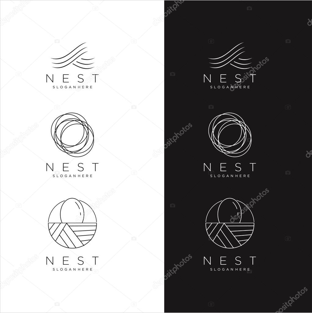 Set Of Nest Logo Vector Stock Modern Simple Vector Set Bird Nest Logo Design Template.