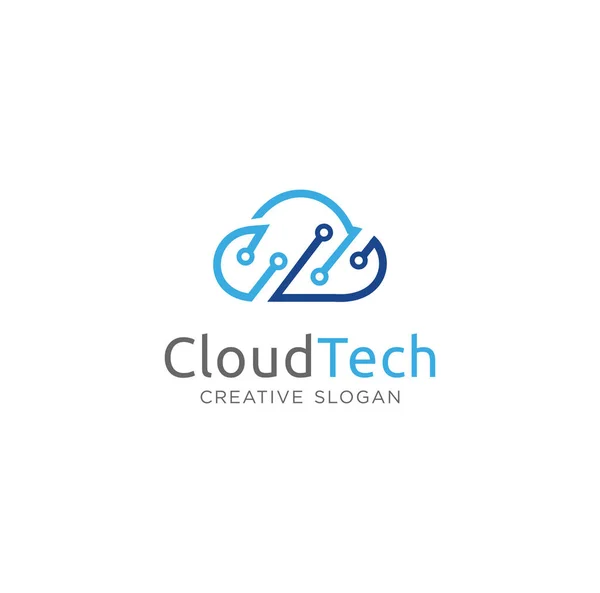 Cloud Tech Logo Design Template Icon Cloud Digital Technology Logo — Stock Vector