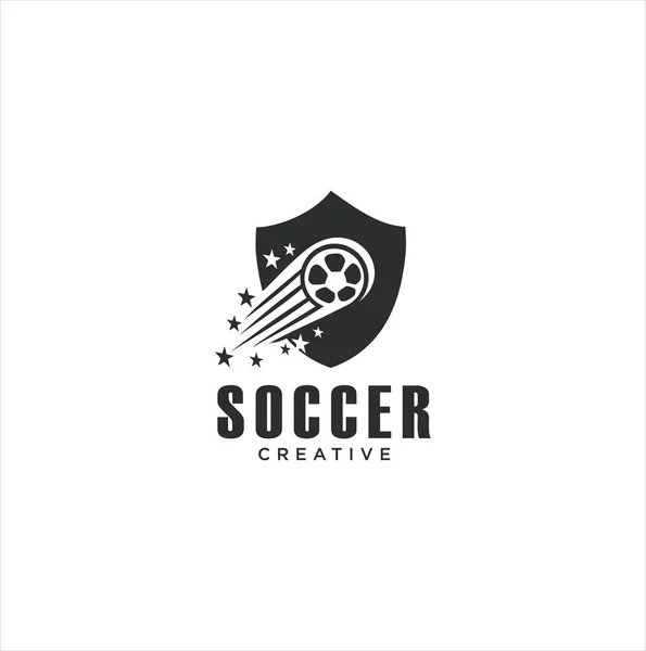 Scudo Calcio Calcio Logo Sport Design Con Sfondo Bianco Stock — Vettoriale Stock