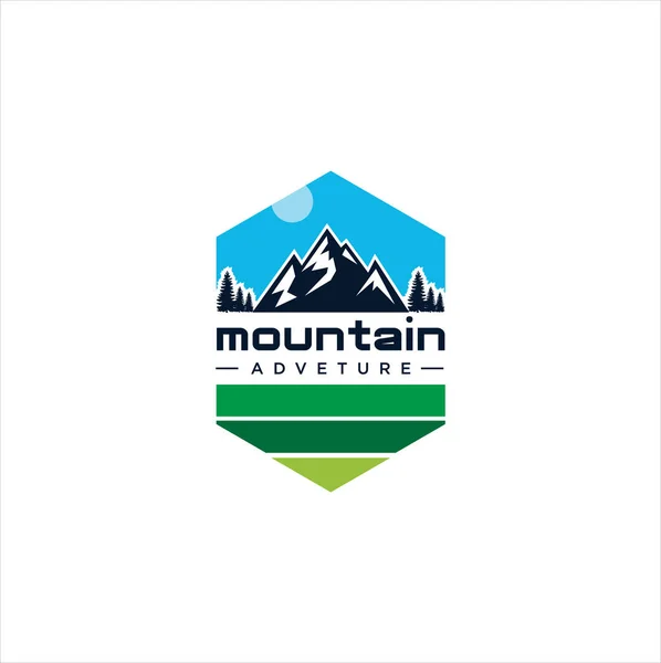 Logo Przygody Górskiej Mountain Outdoor Projektowanie Logo Turystyka Camping Ekspedycja — Wektor stockowy