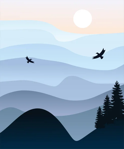 Gefälle Berge Landschaft Hintergrund Vektor Design Illustration — Stockvektor