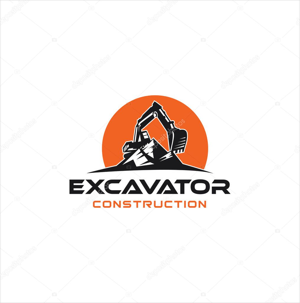 Excavator logo template vector illustration. Heavy equipment logo vector for construction company. Creative excavator and Backhoe logo design illustration