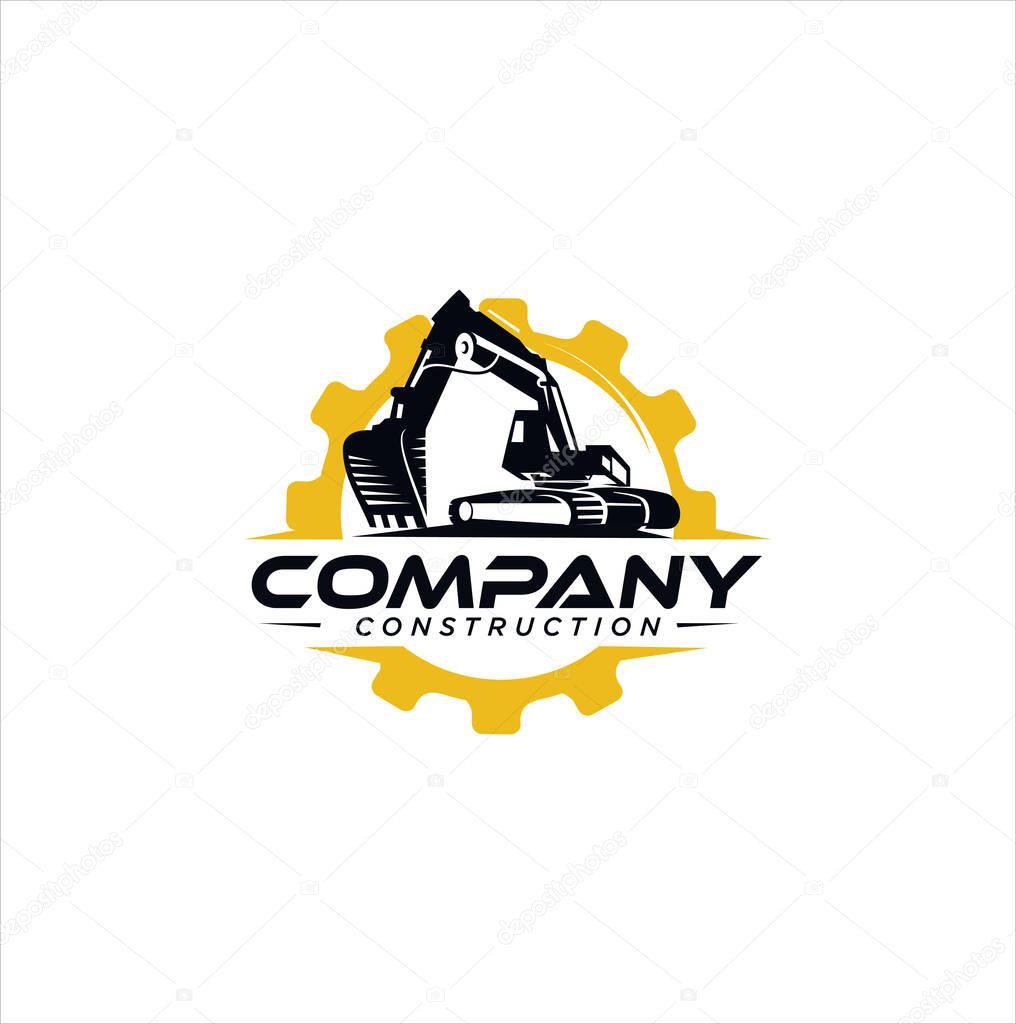 Excavator logo template vector illustration. Heavy equipment logo vector for construction company. Creative excavator and Backhoe logo design illustration