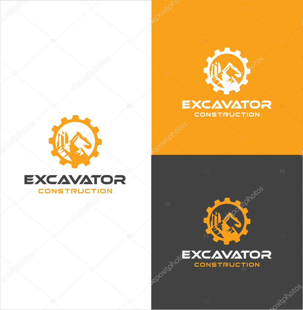 Excavator logo template vector illustration. Heavy equipment logo vector for construction company. Creative excavator and Backhoe logo design illustration