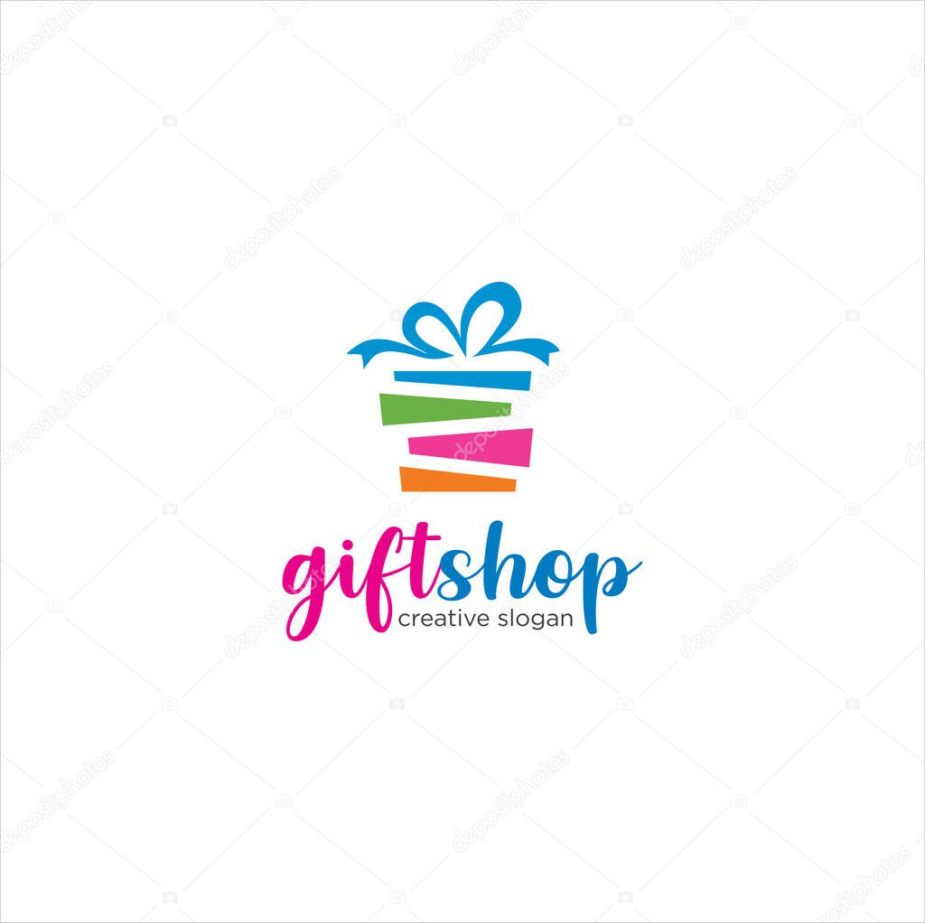 Christmas Gift Logo . Gift Logo Design Vector Stock . Gift Store Shop Logo Template . Surprise Gift Shop Logo