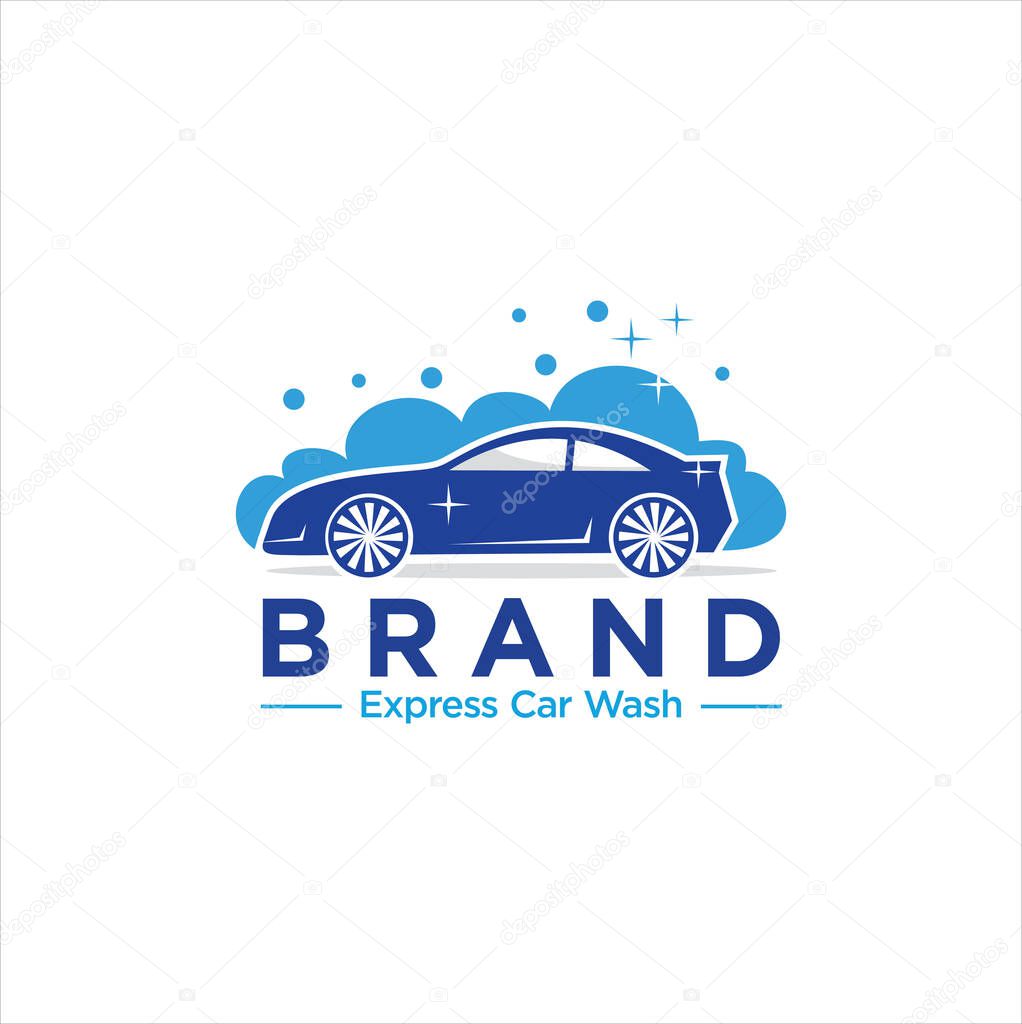 Elegant Clean Car Wash Logo Design stock illustration , Car wave bubble fresh Logo Design