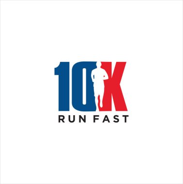 10k Run Logo Tasarım Vektör Sembolü. Çalışan logo sporu konsepti. Maraton Logosu Tasarım Şablonu .