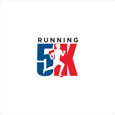 5k Run Logo Tasarım Vektör Sembolü. Çalışan logo sporu konsepti. Maraton Logosu Tasarım Şablonu .