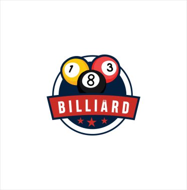 Bilardo Logosu Şablon Tasarımı. Spor Logosu Vektör Stoku. Bilardo Bilardo Logosu