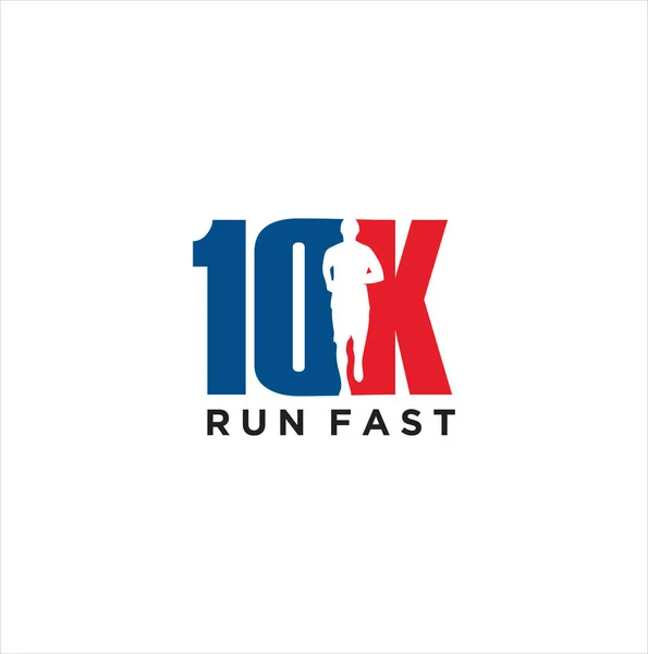 10K Run Logo Tasarım Vektör Sembolü Çalışan Logo Sporu Konsepti — Stok Vektör