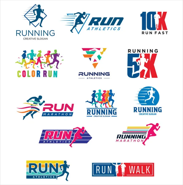 Çalışan Logo Tasarım Vektör Sembolü Çalışan Logo Sporu Konsepti Maraton — Stok Vektör