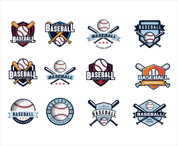 一套棒球锦标赛标志设计灵感 模板标志 棒球标志模板 训练标志设计 体育标志 — 图库矢量图片