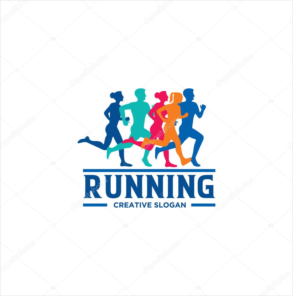 Run Logo Design vector Stock symbol . Running logo sport concept . running marathon Logo Design Template .