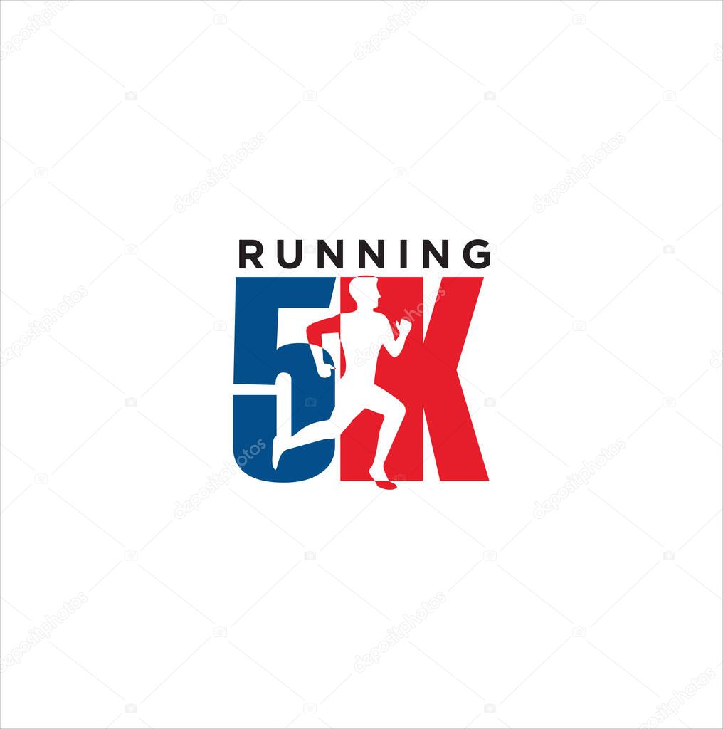 5k Run Logo Design vector Stock symbol . Running logo sport concept . running marathon Logo Design Template .