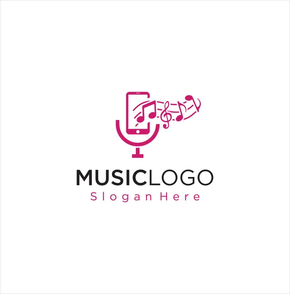 Κινητό Τηλέφωνο Music Logo Design Element Stock Vector Λογότυπο Μουσικής — Διανυσματικό Αρχείο