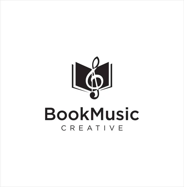 Notera Musik Bok Logotyp Design Retro Hipster Inspiration Öppna Musikbokslogotypen — Stock vektor