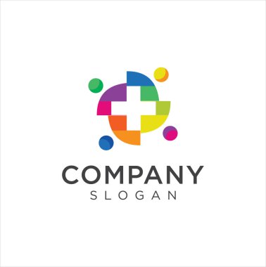 Tıbbi logo tasarımı eczane sağlık hastanesi. Sağlık hizmeti logosu soyut. Tıbbi Grup Logo Renkli Tasarımı