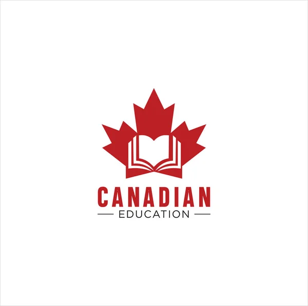 Canadian Education Logo Library Learning Writer Logo Set Vector Illustration — Stock Vector