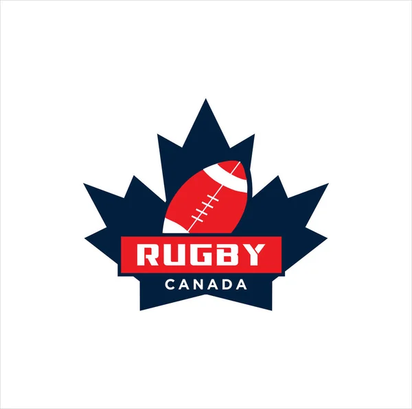Canadian Rugby Logo Illustration Vectorielle Conception Logo Rugby Feuille Érable — Image vectorielle