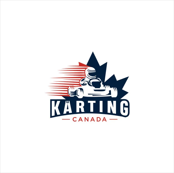 加拿大卡丁车标志设计矢量插图 枫叶卡丁树标志 加拿大运动标志 加拿大Karting Logo — 图库矢量图片