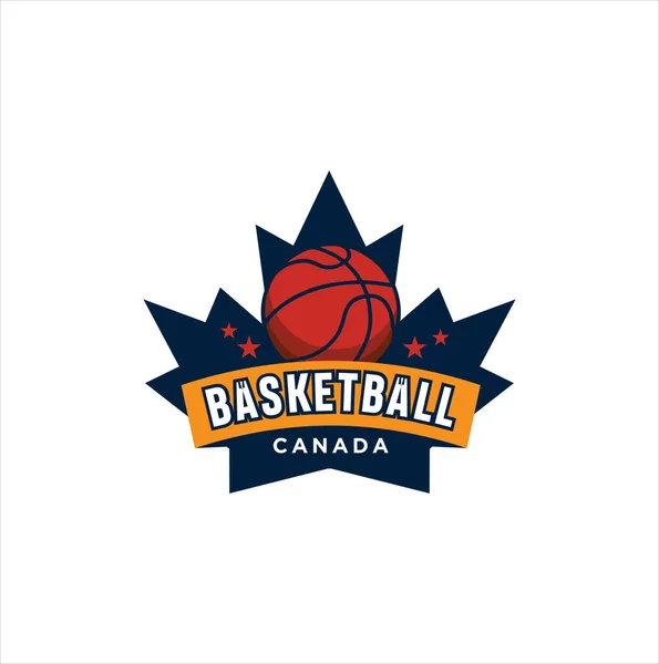 Illustration Vectorielle Logo Basketball Canadien Feuille Érable Logo Basketball Logo — Image vectorielle