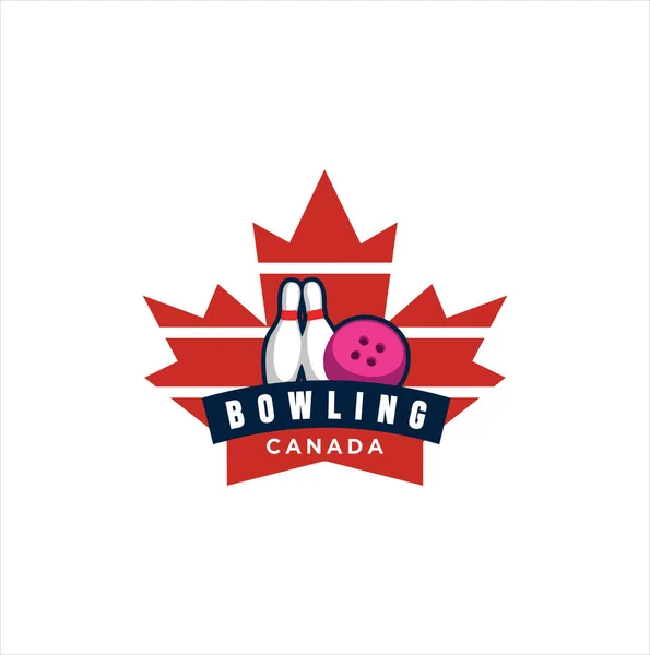 Kanadský Bowling Logo Design Vektorové Ilustrace Javorový List Bowling Logo — Stockový vektor