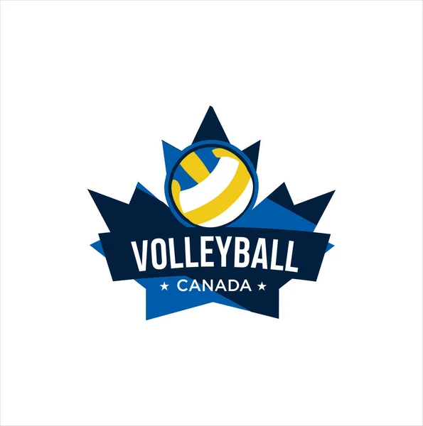 Logo Canadese Pallavolo Illustrazione Vettoriale Progettazione Logo Pallavolo Foglia Acero — Vettoriale Stock