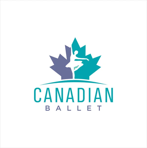 Canadian Ballet Logo Design Vector Illustration Maple Leaf Ballet Logo — Stock Vector