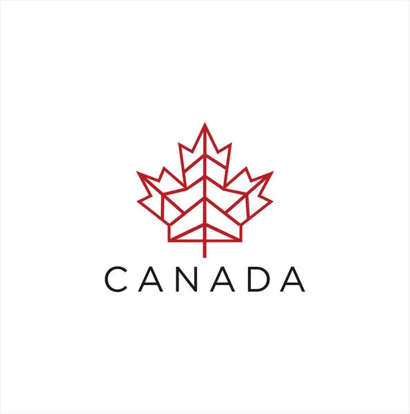 Leaf Canada Plant Logo Line Template Flat Color Maple Leaf — Stock Vector